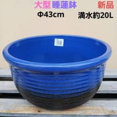 新品 大型 ∅43 陶器 睡蓮鉢 メダカ鉢 手造り ラピスブルー 濃紺 MDB
