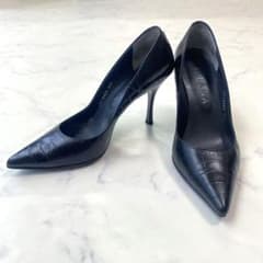 DIANA ダイアナ クロコ型押し パンプス ポインテッドトゥ 黒 22.5