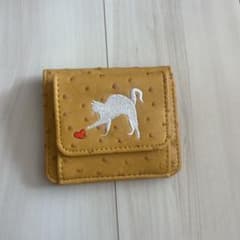 猫刺繍 二つ折り財布 イエローのサムネイル