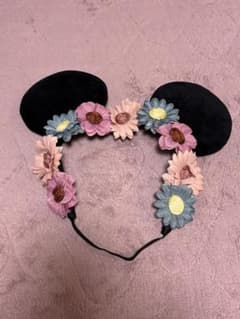 【美品】ディズニー 花飾り ミニー耳ヘアバンド【即購入可】のサムネイル