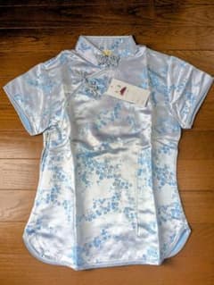 水色 花柄刺繍 チャイナ服　ブラウス　S,SSサイズ　コスプレ　新品のサムネイル