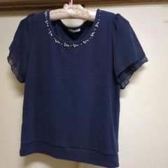 GLACIER ビジュー付き ネイビー カットソー Mのサムネイル