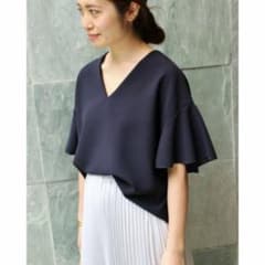 IENA イエナ ミリオーネフレアスリーブブラウス ネイビー 日本製