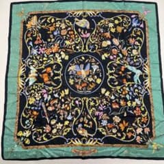 ホ*ァ様 HERMES 「東洋の石と西洋の石細工」ヴィンテージ スカーフ カレ9 訳あり エルメス ヴィンテージ カレ90 東洋の石と西洋の石細工シルク