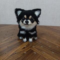 羊毛フェルト　チワワ　ブラックタン　ハンドメイド　犬 羊毛フェルト チワワ ブラックタン 犬ハンドメイド - メルカリ