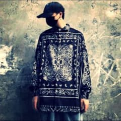 ペイズリー 柄 オーバーサイズ  シャツ 黒 柄シャツ 長袖 メンズ ストリートのサムネイル