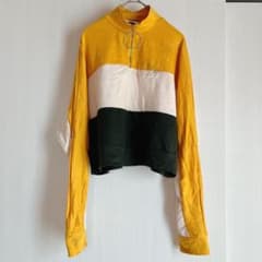 IVOIRE ハーフジップ マルチカラー クロップド丈 カットソー 【S】