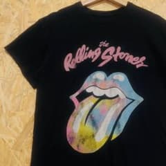 99'sRolling StonesリップタンローリングストーンズバンドTシャツ 公式】ザ・ローリング・ストーンズ バンTシャツ リップ＆タン ブラック