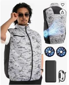 空調作業服 ファンバッテリーセット 超強力ファン搭載　Lサイズのサムネイル