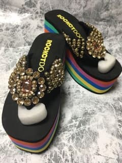 厚底 ビーチサンダル ビジュ 38 24cm 新品未使用のサムネイル