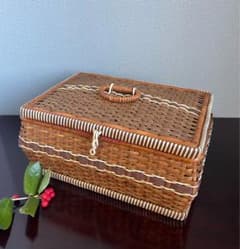 フランスアンティーク ソーイングボックス 裁縫箱 パニエ 竹籠 - メルカリ