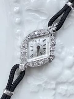 ロンジン アンティーク 14KWG 手巻き 時計 ダイヤモンド 稼働品