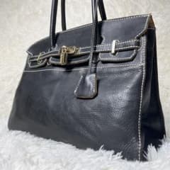 ADMJ アクセソワ カデナ トートバッグ ハンドバック ブラック レザー