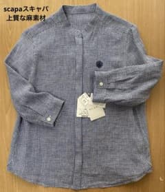 SCAPA】色ネイビー ギンガムチェック柄 スタンドカラーブラウス - メルカリ