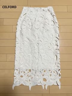 CELFORD セルフォード オリジナルリボンレーススカート アイボリー 美品／CELFORD セルフォード オリジナルリボンレーススカート
