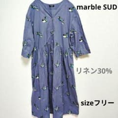 marble SUD マーブルシュッド 刺繍ワンピース 鴨 雛 リネン コットン