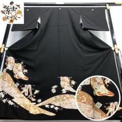 MK-1174 黒留袖 宝尽くし 花模様 金駒刺繍 金彩 - メルカリ