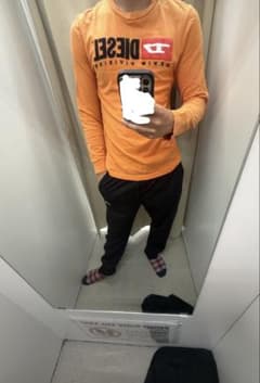 DIESEL デニムディビジョン 長袖Tシャツ オレンジ