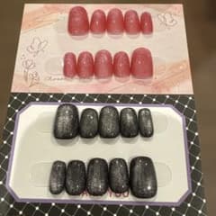 447 小さい爪の方向け♡マグネットジェルネイルチップ 2種セットのサムネイル