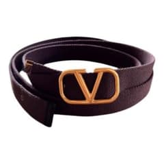 VALENTINO ベルト キャンバスブラウンゴールドバックル 82〜110cm 