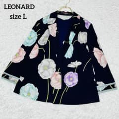 LEONARD レオナール カンカン素材 花柄 ジャケット ストレッチ L