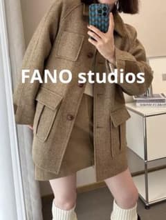【中古】Fano Studiosラグランスリーブ ウールツイード ミドルコート ラグランスリーブ ウールツイード ミドルコート【Fano Studios