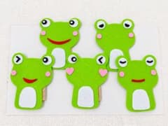 ハンドメイド フェルト かえる 指人形 5個セット 保育教材のサムネイル