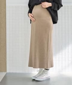 マタニティ リブニット タイトスカート ベージュのサムネイル