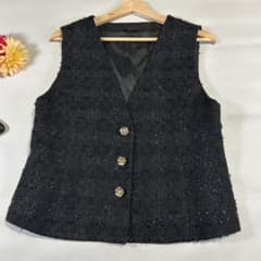 ANAYI 2024モデル ミックスヤーンツイードショートジレ ベスト 40 L ANAYI 2024モデル ミックスヤーンツイードショートジレ ベスト 40 L