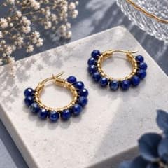 ブルービーズ フープピアス [ハンドメイド]のサムネイル