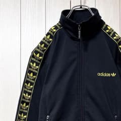美品 アディダス 90sトラックジャケット トレフォイル 黒タグ 万国旗