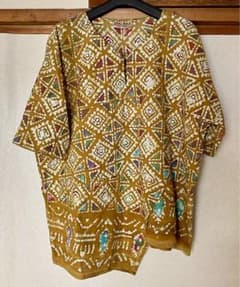 【送料無料】MALAIKAインド絞り染めブラウス（マスタード）のサムネイル
