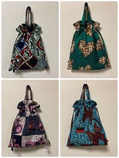 ままかり様専用❤️ アフリカ布　巾着トートバッグ4点のサムネイル