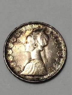 イタリア500リラ銀貨 帆船 カラヴェッレ 精密彫刻 レインボートーン