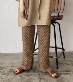 せりな様専用　lawgy 編みニットパンツ　ブラウンのサムネイル