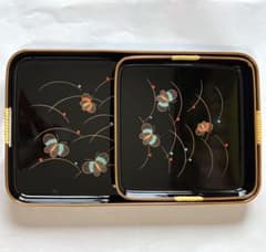 時代漆器 大判角盆 50cm角 二枚組 共箱付き 古美術 合成漆器の角盆 大中2枚組 - メルカリ