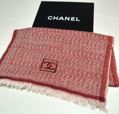 シャネル CHANEL ストール ココマーク 大判 マルチカラー ショール ラグ ❤CHANEL❤シャネルストールショールココマークレッド系箱付き✨️美品