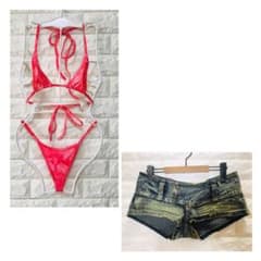 デニムショートパンツ&ビキニ セットのサムネイル