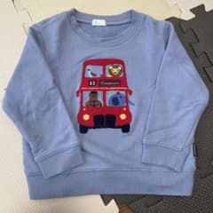 コンビミニ　バス刺繍 トレーナー 100cm ライトブルーのサムネイル