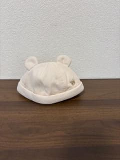ベビー帽子 くま耳付き ベージュ 40-42cmのサムネイル