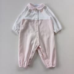 70cm familiar ホワイト・ピンク 襟付きロンパース - メルカリ