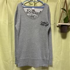 MOUSSY マウジー バックプリント スウェット チュニック F グレー