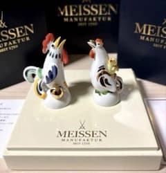 未使用元箱付属品 MEISSEN マイセン 干支 酉 フィギュリン 飾り台付