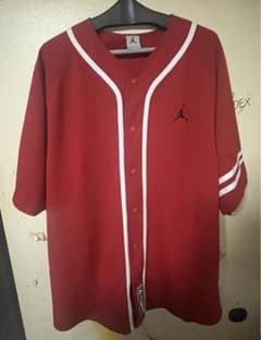 最終値下げ　ナイキ　NIKE 00s JORDAN(L) ベースボールシャツ　赤のサムネイル