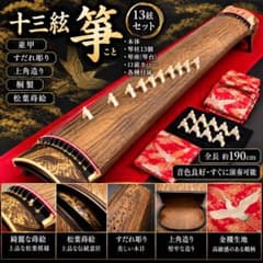 十三絃 箏 琴 並甲 すだれ彫り 上角造り 松鶴蒔絵 13弦 - メルカリ