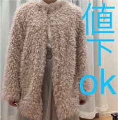 ファーコート プードルコート カーディガン くすみピンクのサムネイル