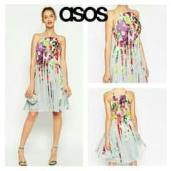 新品 送料無料 asos フローラル フレアー ワンピースドレス フラワー 花柄のサムネイル