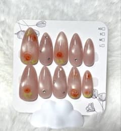 【現品】透明感のあるローズピンク 薔薇アート マグネットネイルチップ　オーダー可のサムネイル