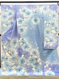♦︎くすみ水色♦︎銀彩加工♦︎豪華刺繍♦︎牡丹紋♦︎成人式♦︎ 振袖 刺繍 金彩 銀通し 紋意匠 身丈168cm HKT077 - メルカリ