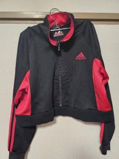 引越し大処分 adidas ジップアップジャケット 黒/赤 トラックジャケットのサムネイル
